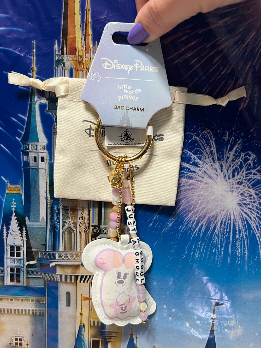 Disney Parks Little Words Project Halloween Cutie Ghost Just A Ghoul Keychain - Picture 1 of 1